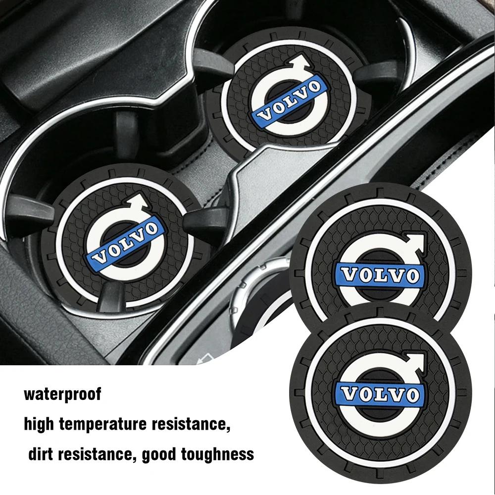 2Pcs Silicone Car Coaster Water Cup Slot Mat Anti-slip Pad For Volvo XC90 V90 V60 XC60 V40 S80 S60 S90 C40 XC40 V70 XC70