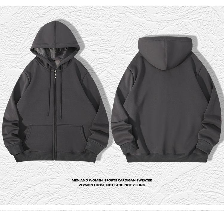 Plus Size Hoodie Men Autumn Winter Fleece Hoodies Solid Color Jacket Hoodies