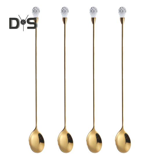 4 шт. чайные ложки с яркой отделкой, нержавеющие креативные ложки из искусственного хрусталя из нержавеющей стали