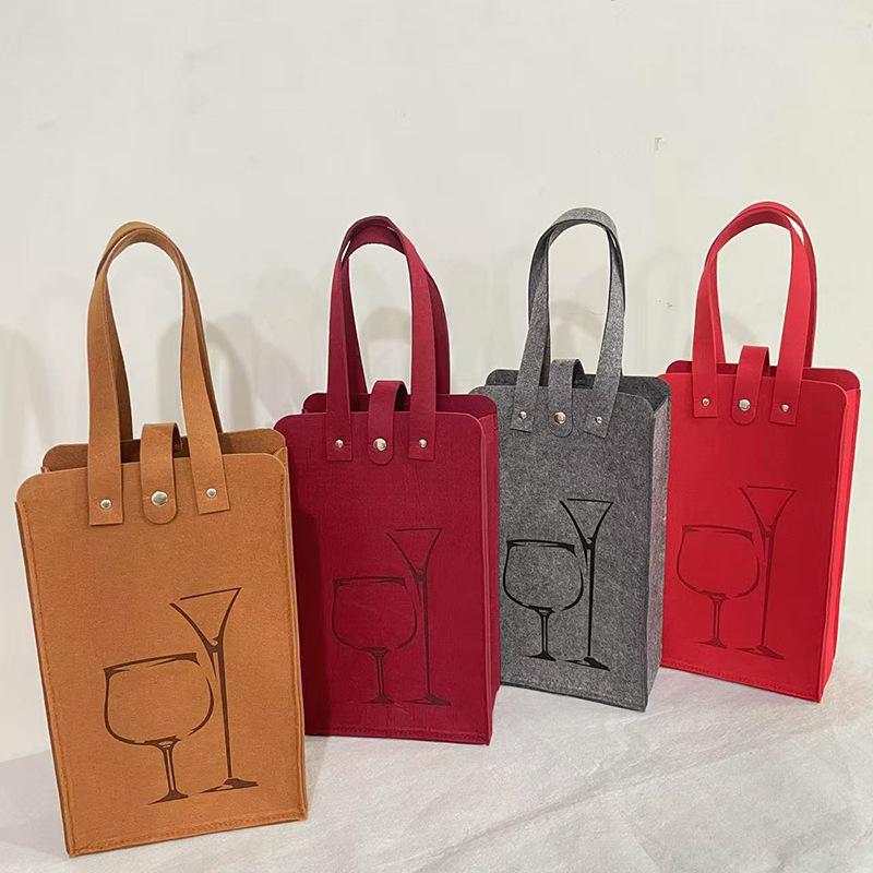 Фетровый пакет для винных бутылок Двойной бутылочный Отличная грузоподъемность Ручной пакет для упаковки напитков Подарочная упаковка Мешочек для хранения Сумка-тоут для вина
