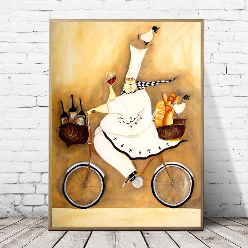 Cartoon Funny Restaurant Decor Fat Bakery Cook Poster Kitchen Wall Art Print Picture Canvas Painting Home Coffee Shop Decor