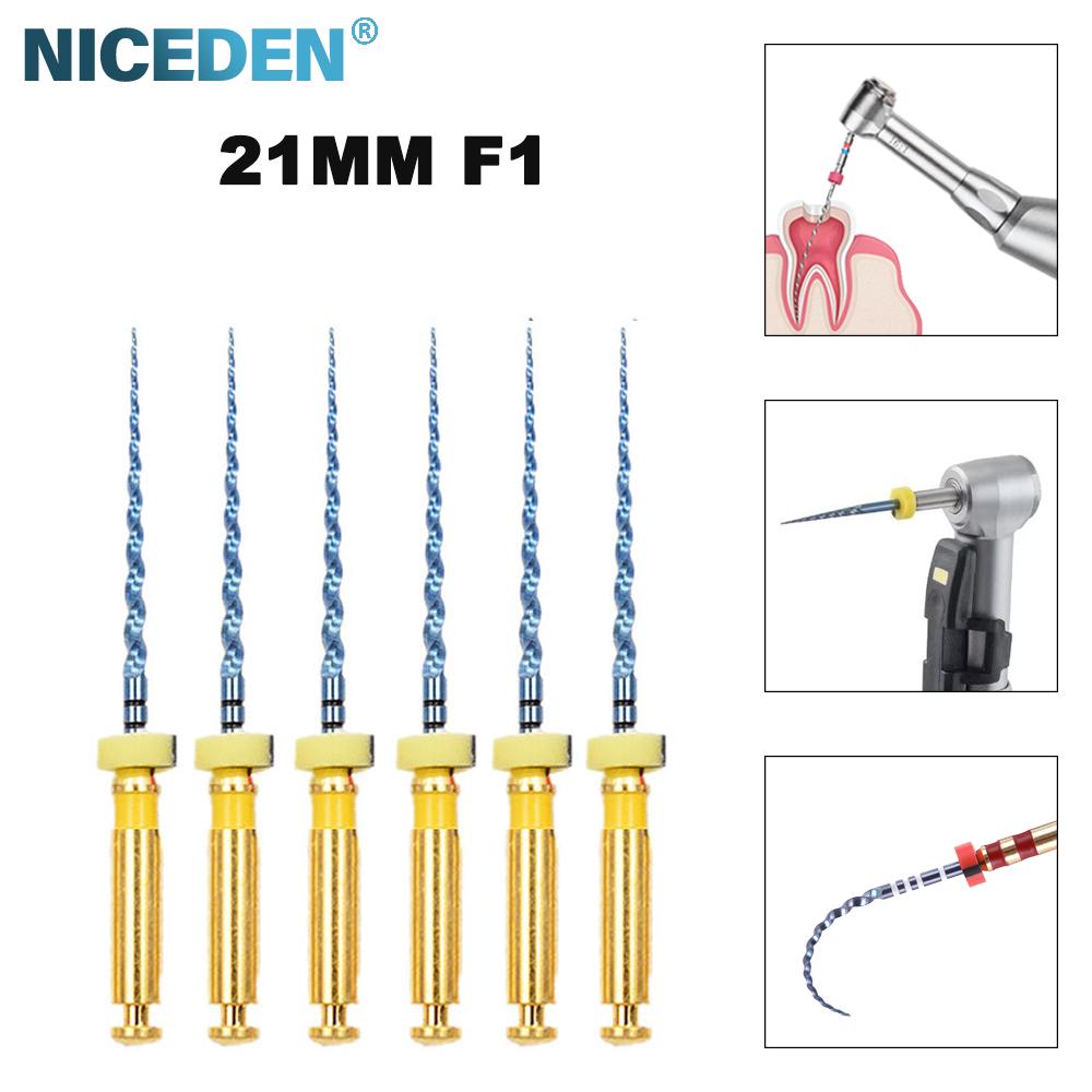 Niceden 6 шт. стоматологический эндодонтический файл-двигатель, инструмент для корневого канала NiTi, конические стоматологические гибкие инструменты