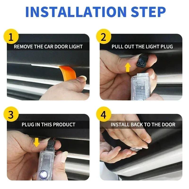 2026 Hot For Renault Hub Caps 2Pcs LED Car Door Welcome Lights Logo Projector For Renault Samsung QM6 SM5 SM6 SM7 Ghost Shadow L