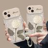 The White Rose Chain Is Suitable for IPhone 16, Phone Case 15pro, Flip Mirror 14, Transparent Silicone 13, Fine Hole 7/8