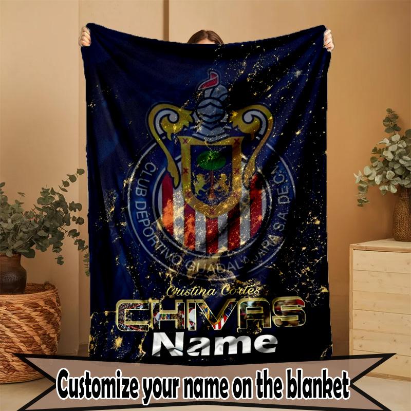 Custom Name Personalized Club Deportivo Guadalajara Print Blanket, Home Decor, Bedroom, Sofa, Camping, Couch, Gifts for Birthday ChristmasEnthusiasts