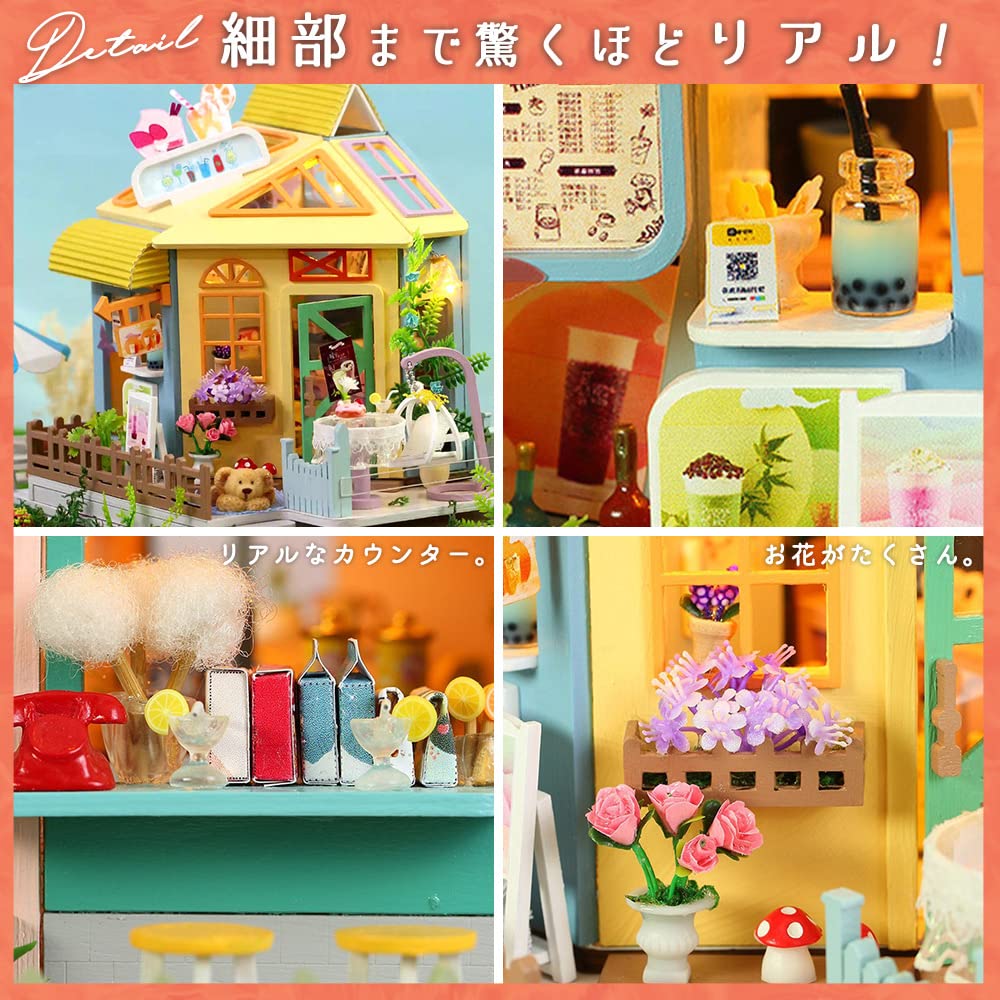 Moin moin Кукольный домик Миниатюрный набор для ручной работы Сказка Сказочная дева Синий красочный цветок Кошка Животное Lucky Snack Shop Светодиодная лампа 2301dh367 1/24