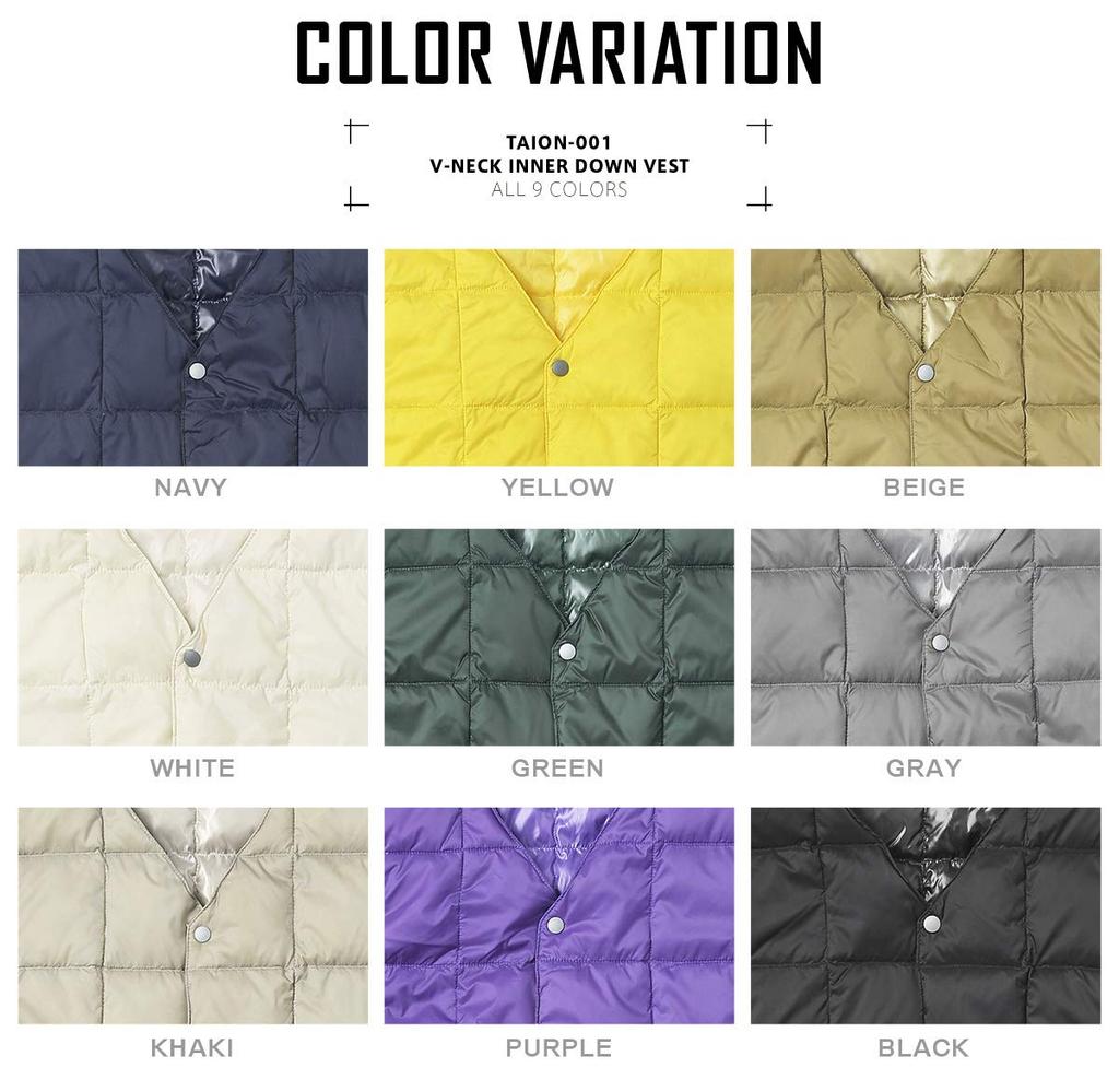 TAION Down Button Inner Down Men's V-Neck Vest, TAION-001 (White, L)