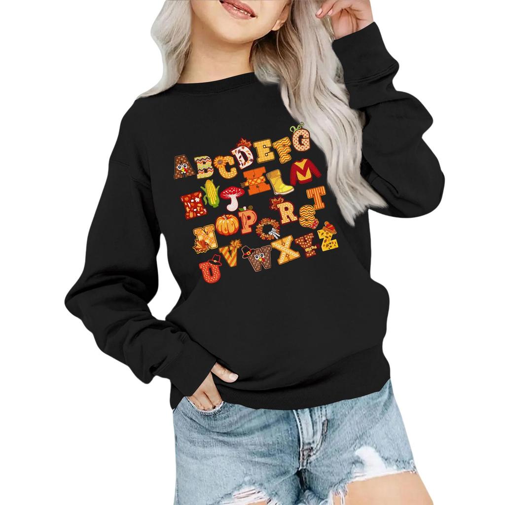 Kids' Fashion Loose-Fit Casual Long-Sleeve Christmas Print Oversized Crewneck Sweatshirt