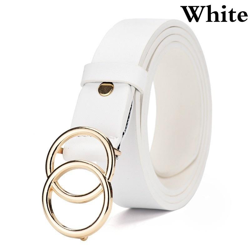 Женские кожаные ремни с двойной круглой пряжкой, модный ретро-регулируемый ремень