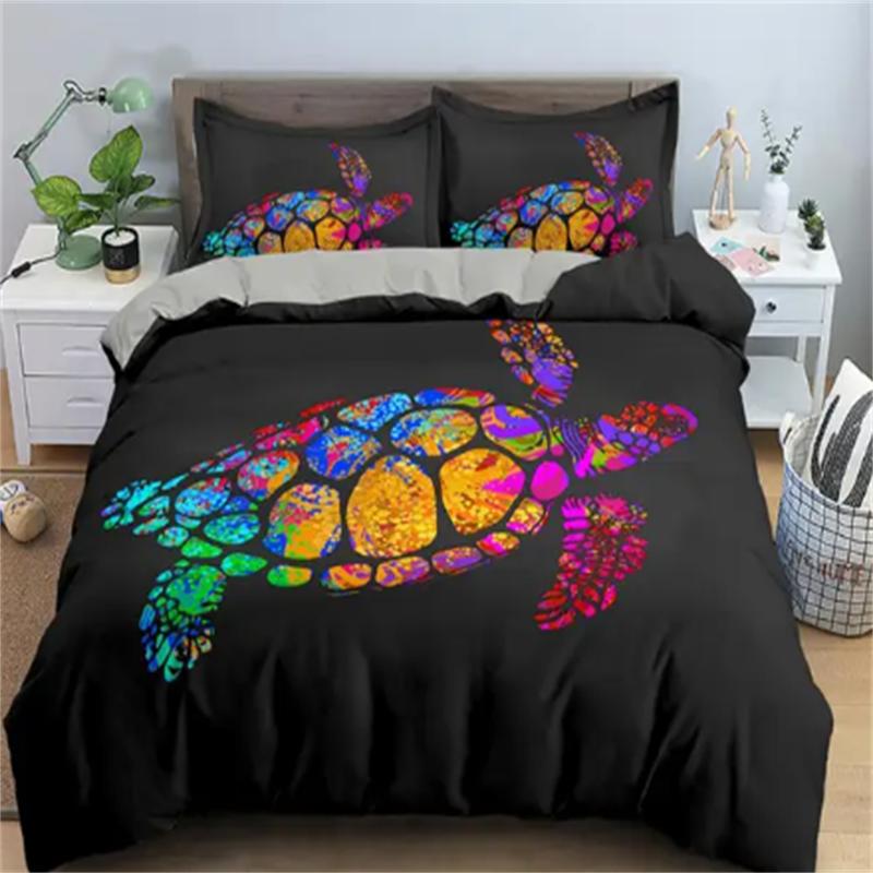 Горячие Постельные Комплекты с Черепахами Аниме Морские Черепахи HD Покрывало для Подростков Девочек Модный Полуторный Односпальный Двуспальный Кинг Полный Размер Пододеяльник