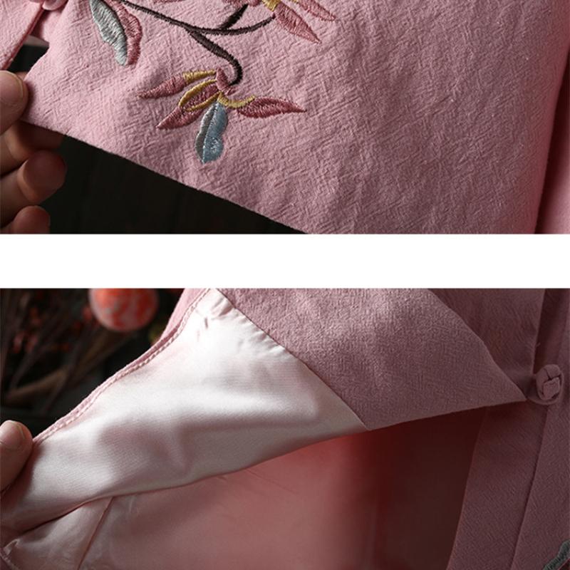 Тонкое пальто с вышивкой в китайском стиле с круглым вырезом, женская рубашка больших размеров с длинными рукавами на весну и осень