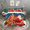 3 шт. Постельный комплект без сердцевины с красным принтом «Санта Клаус и олени», мягкий и удобный, разные размеры, для общежития, спальни, машинная стирка