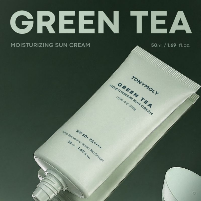 TONYMOLY Green Tea Moisturizing Sun Cream SPF50+ PA++++ 50ml × 2 – Hydrating & Soothing Daily Sunscreen