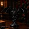 Gothic Tealight Holder Halloween Devil Bat Candle Holder, Winged Candlestick with Dark Aesthetic Decor Red Eyes, Matte Black Sticks Tabletop