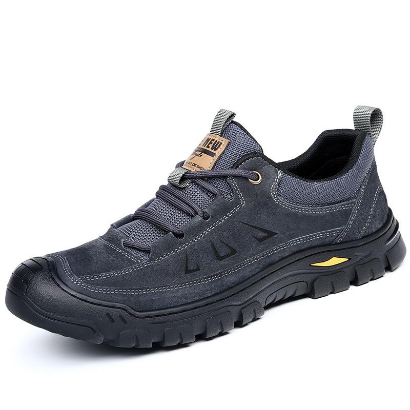 Men's shoes genuine leather autumn men's casual wear-resistant mountaineering shoes outdoor platform non-slip hiking shoes men