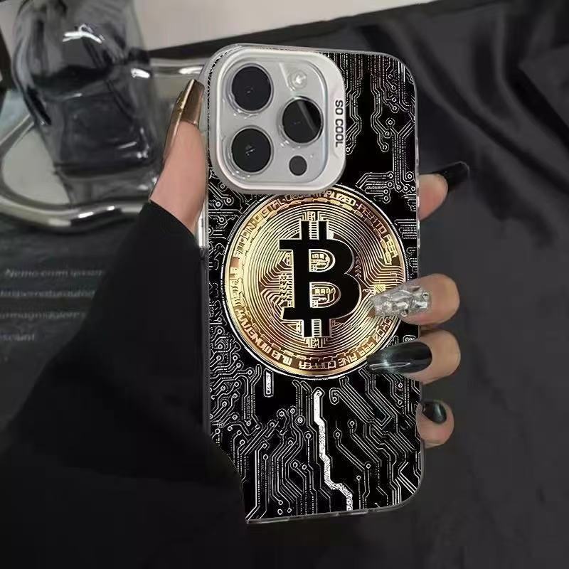 Gold Coin Design Phone Case for iPhone 16 Pro Max / 15 / 14 / 13 – Luxury Shockproof Cover with Sparkling Accents, Fits Apple iPhone