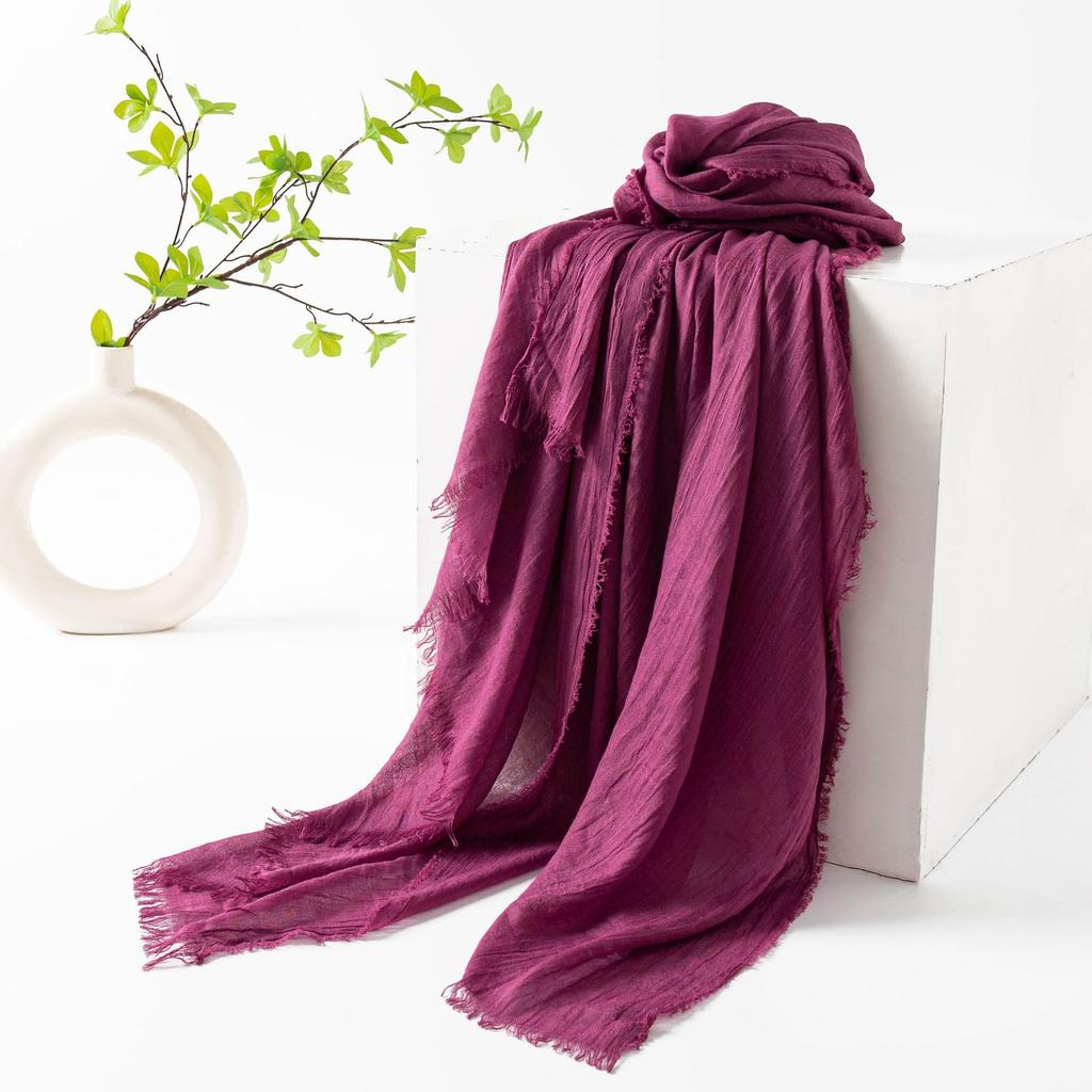 Spring and summer sunscreen scarf imitation cotton and linen solid color simple shawl women's high-end silk scarf yarn headscarf women's cross-border
