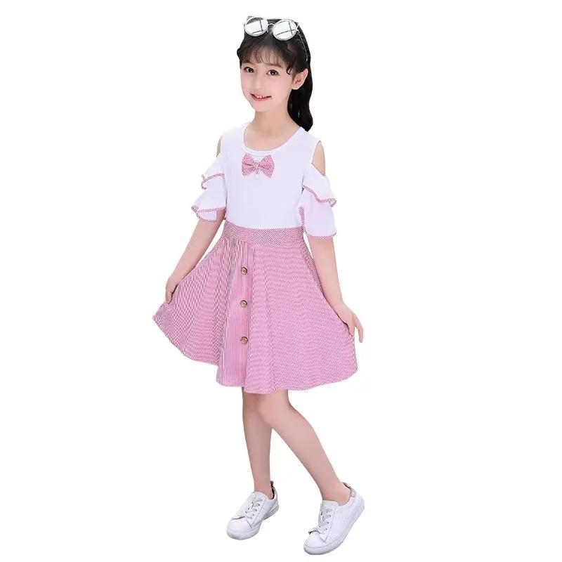 Летние детские платья Danmo для девочек, платье в полоску, детская хлопковая одежда принцессы для подростков, платье на день рождения