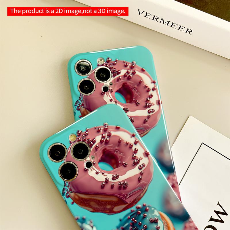 2DFlat Glossy Donuts in Mid-Air Splash All inclusive film hard iPhone case, compatible with iPhone 18 Pro Max 17 16 15 14 13 12 11