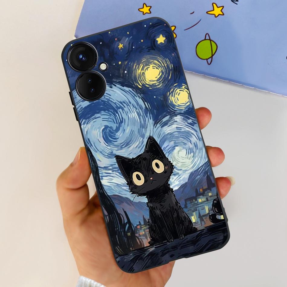 Для Tecno Spark 9 Pro KH7 KH7n Милый Мультяшный Чехол Для Телефона Для Tecno Spark 9Pro Черный Силиконовый Мягкий ТПУ Чехлы