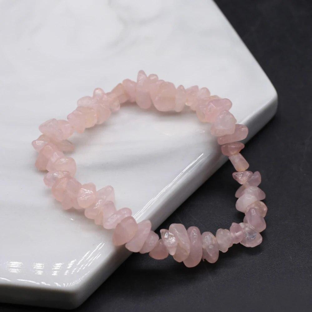 1pc 18cm Natural Stone Elastic Cord Bracelet Crystal Agate Amethyst Tiger Eye Quartz Crushed Stone Men Women Jewelry Accessories