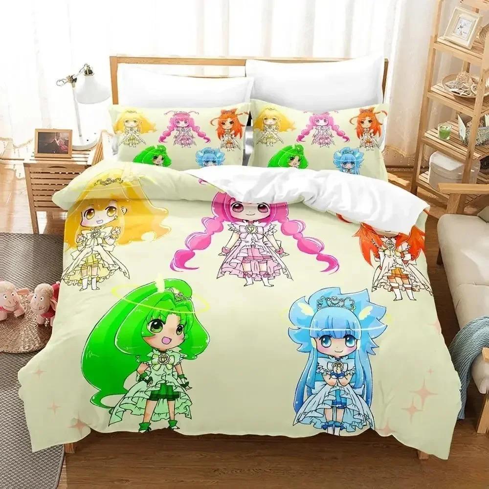 Улыбнитесь, PreCure! Комплект постельного белья Single Twin Full Queen King Size Bed Set Adult Kid Bedroom Duvetcover Sets Anime Parure de lit Bed
