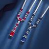 Jewelry Copper Plated Real Gold Simulation Red Corundum Blue Spinel Chain Senior Banquet Necklace Women'S 8 * 10