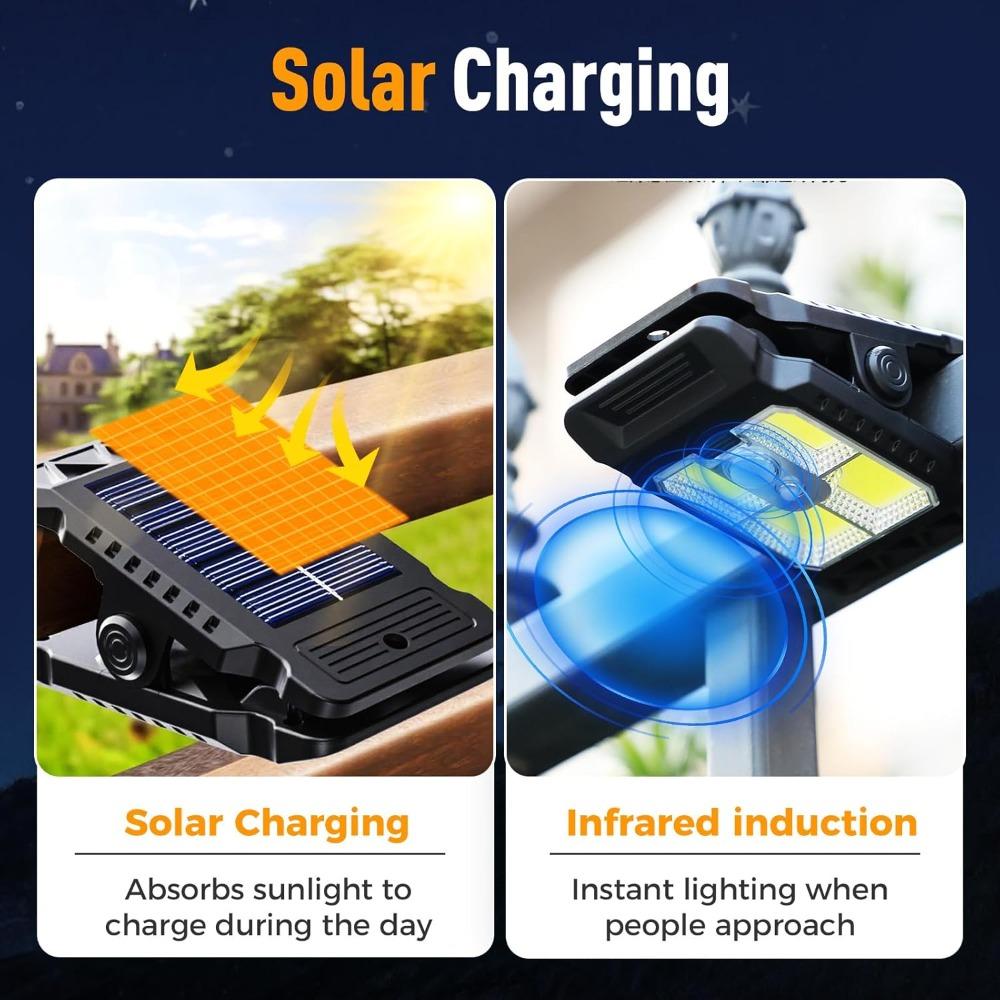 Solar Clip Light with Motion Sensor, 2026 New Portable Outdoor LED Light for Camping, Adjustable Clip On LED Light, Multifunctional Clip Lamp