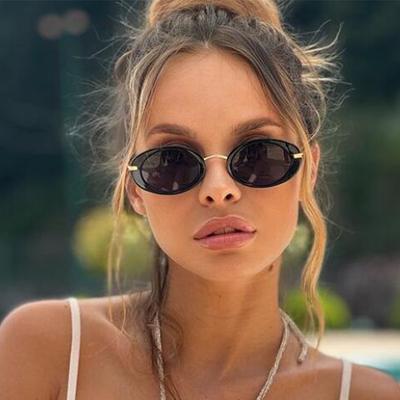 Винтажные овальные солнцезащитные очки женские дизайнерские люксового бренда маленькие овальные солнцезащитные очки УФ ретро черные очки женские очки милые сексуальные