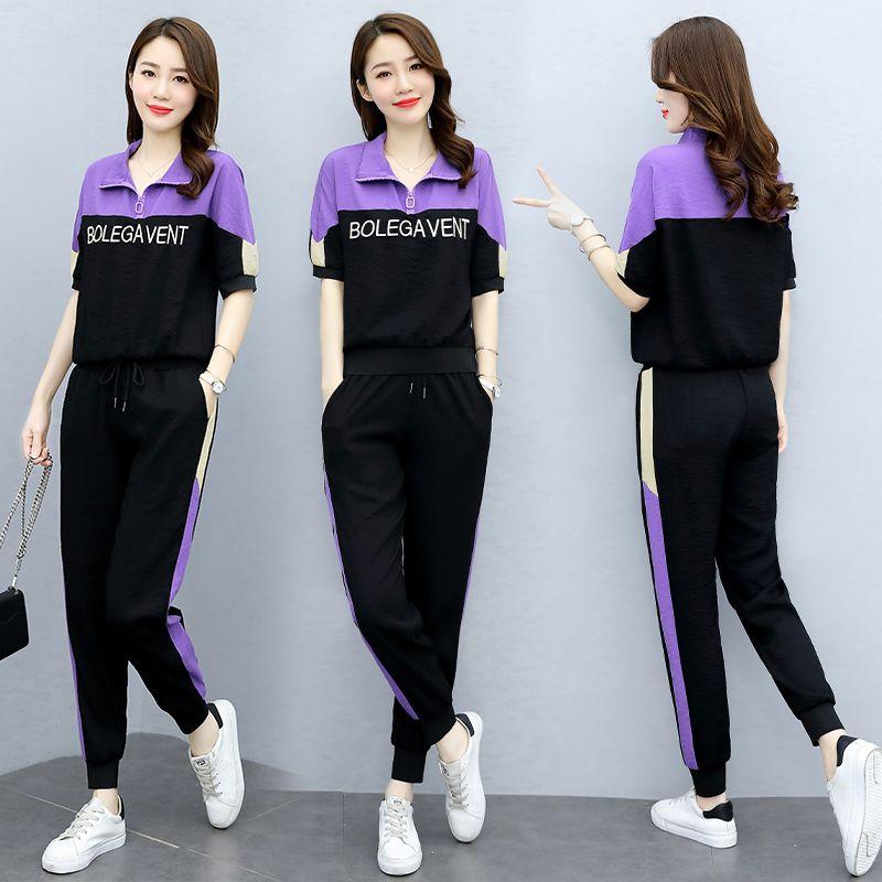 Summer Fashionable Women's Suit Pants Age-reducing Stylish Sports Casual 2-piece Set Footwear