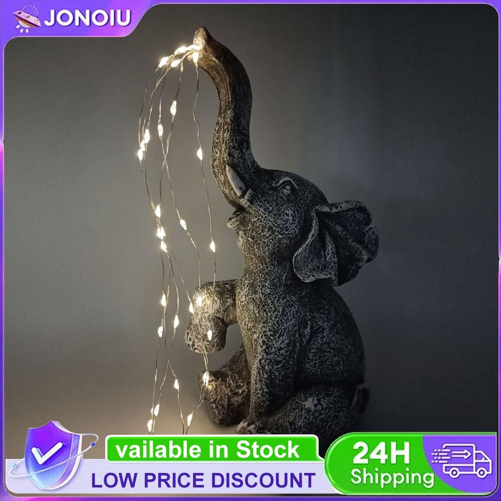 Solar Garden Elephant Statue with LED Light Strings Elephant Sculpture for Yard Patio and Pathway Decor Housewarming Gifts