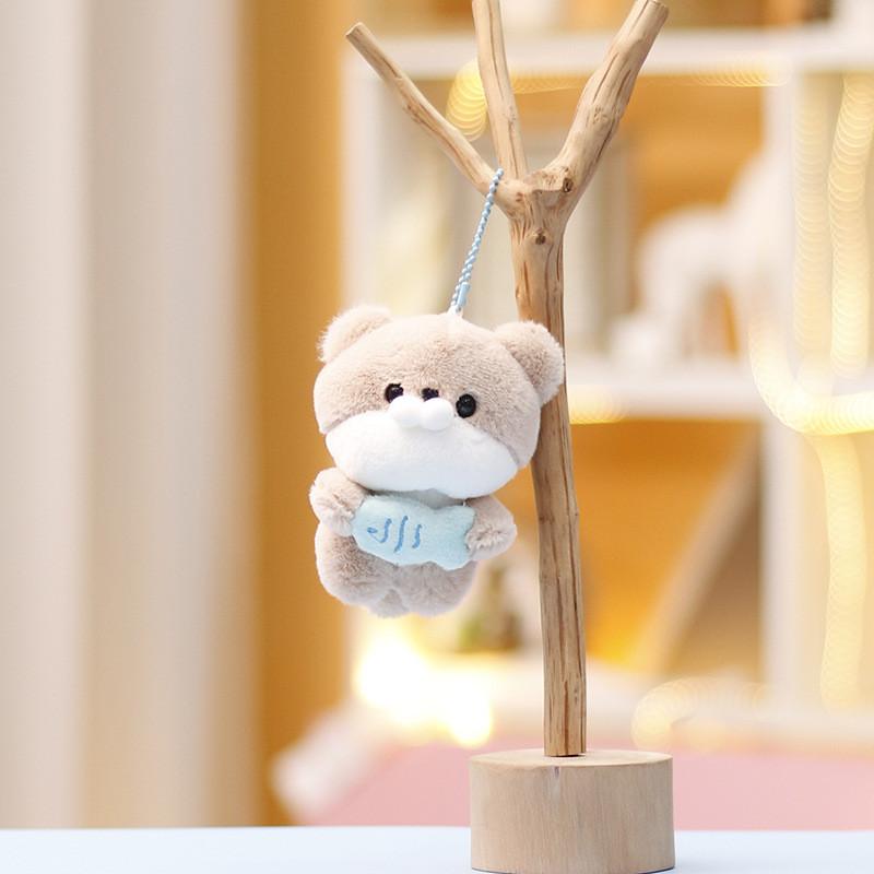 Rabbit Panda Keychain Cute Cartoon Girl Backpack Decorative Pendant Plush Doll