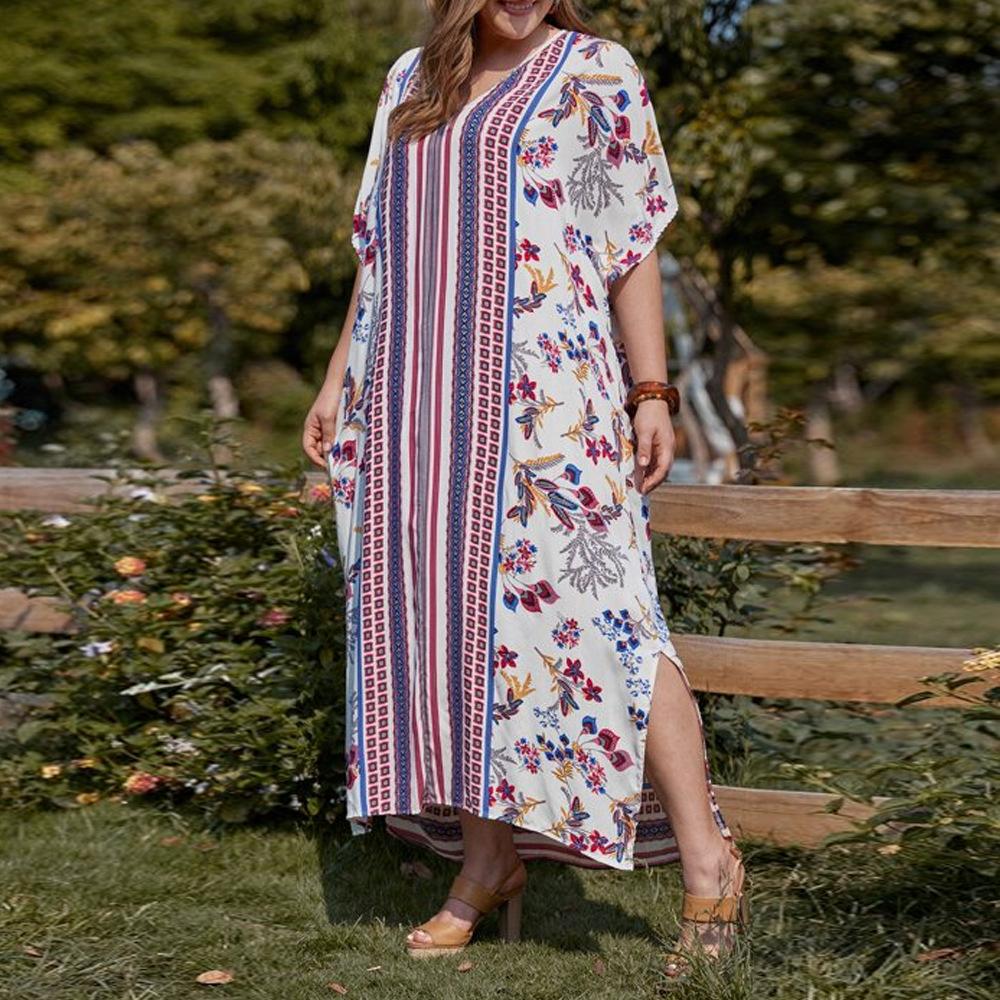 Spring and summer new women's clothing seaside vacation dress robe large size bohemian dress