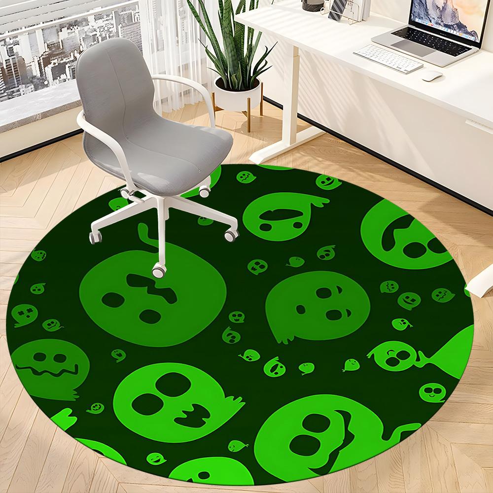 1pc Ghostly Fun Office Round Area Rug, Indoor Mat Suitable For Office, Under Office Chairs Bedroom Living Room Home Decor, Room Deco