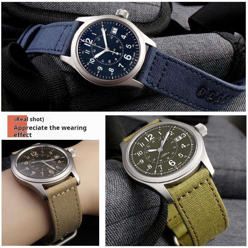 20 мм 22 мм Быстросъемный Мужской Ремешок Для Часов Для Hamilton Khaki H68201993 Timex Citizen Замена Холщового Ремешка Серый Синий Нейлон