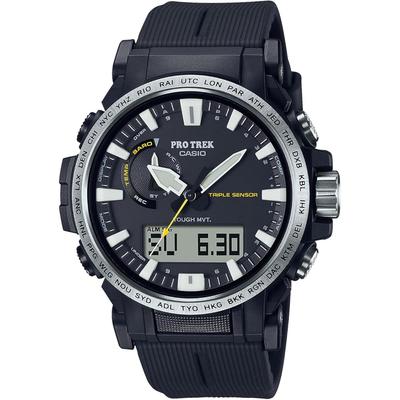 Мужские часы Casio Pro Trek PRW-61-1AJF Черные, на солнечной батарее, с радиосинхронизацией, корпус из биомассы