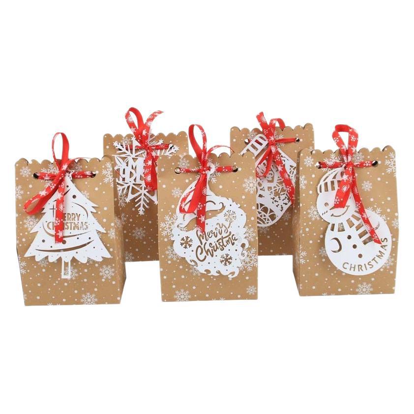 New Christmas European Style Kraft Paper Snowflake Paper Bag Candy Box 6 Laser Card Biscuit Candy Bags