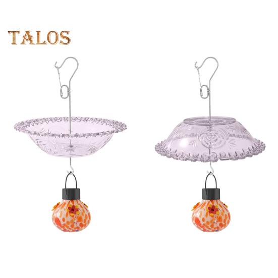 Подвесная кормушка для птиц, солнечная кормушка для колибри, чаша для кормления птиц с лампочкой для кормления водой, освещенная кормушка для птиц для украшения сада и крыльца на открытом воздухе