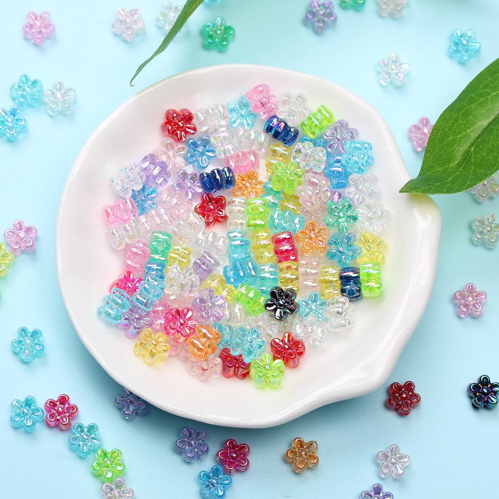 Высококачественные аксессуары ручной работы Бусины-разделители 7 мм Браслет Ожерелье Свободные 200 шт. AB Покрытие DIY Бусины с цветком сливы для изготовления ювелирных изделий Акрил