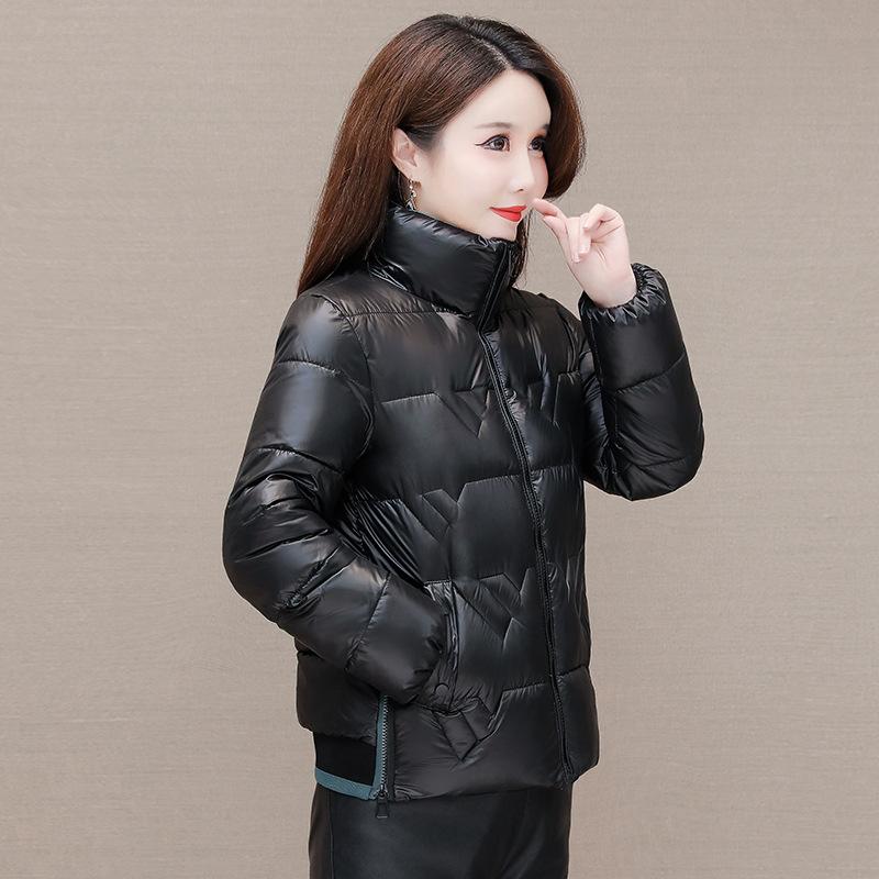 VEZFAA Women's Fashion Casual Fall Winter Solid Color Print Long Sleeve Jackets & Coats Down Coats