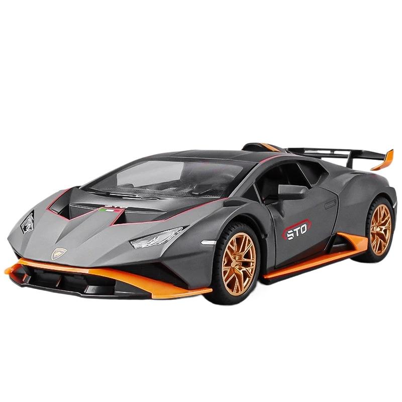 1/24 сплав Lamborghini Huracan STO суперкар металлическая литая модель автомобиля транспортные средства инерционный звук и свет для детей мальчик игрушки подарочная коллекция