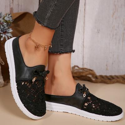 2024 Новые женские босоножки на плоской подошве с бантом Повседневная обувь Полые тапочки Женские шлепанцы Летние трендовые лоферы Сетчатые кроссовки Мюли