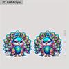 2D Плоские Акриловые Дивали Мультяшные Красочные Павлины Двусторонний Узор Серьги Ювелирные Изделия Подарок для Женщин