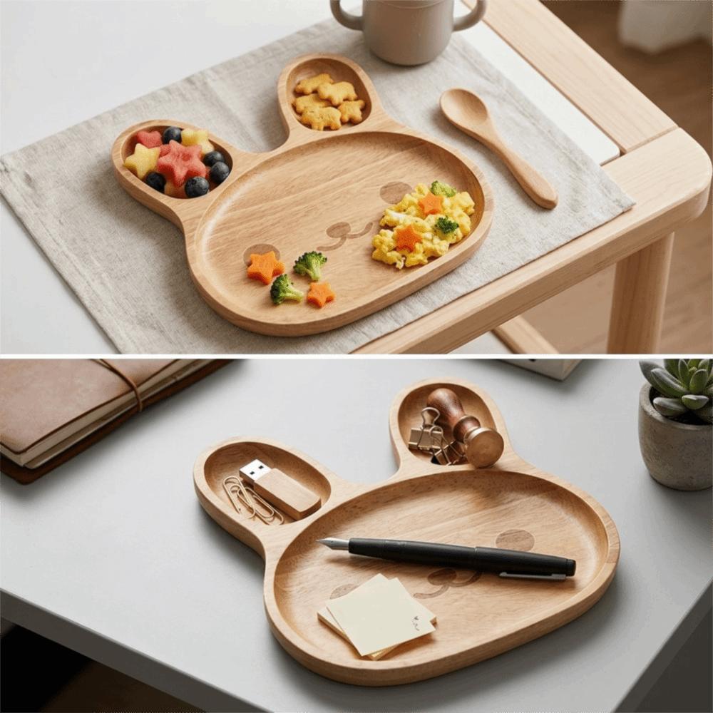 Wood Wooden Tray Smooth Burr-free Surrounding Anti-spill Edge Serving Plate Lovely Cartoon Thickened Tray Bottom