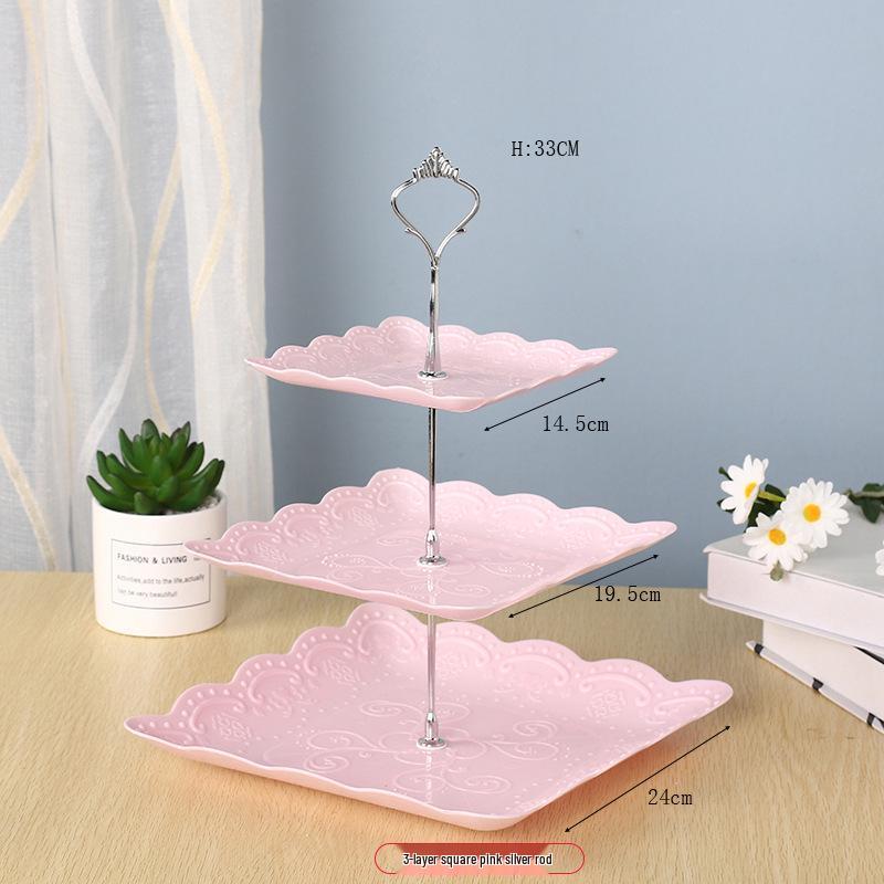 Трехъярусная подставка для торта к европейскому полуденному чаю - креативный многослойный пластиковый поднос для десертов и фруктовая тарелка
