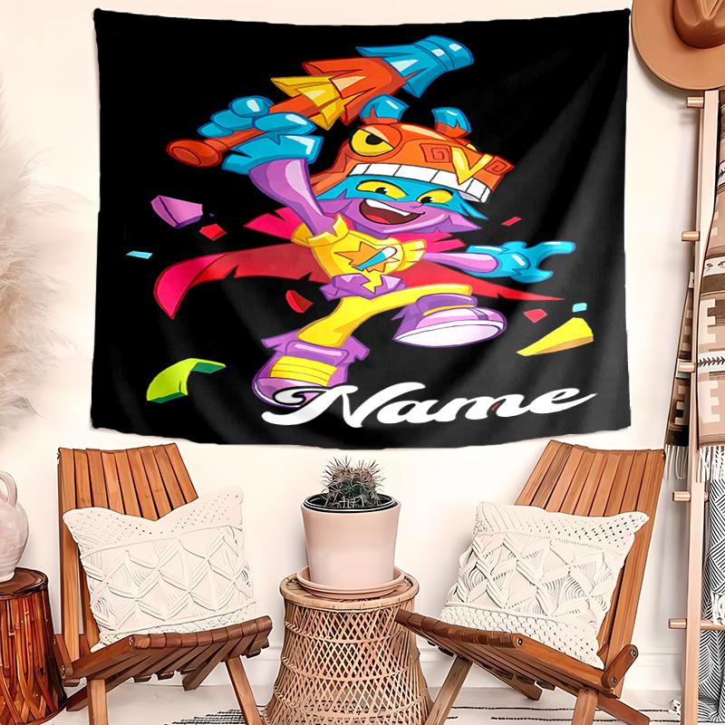 Personalized SuperZings Background Tapestry,Custom Name Birthday Party,Multifunctional Wall Decoration for Home Decor,Various Occasions