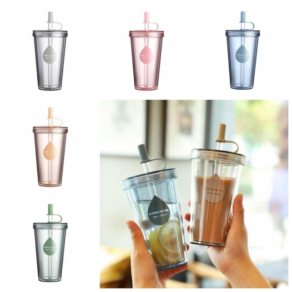 with Lids Iced Coffee Cups Transparent Water Cup Easy To Clean Plastic Tumbler Cup Drinkware