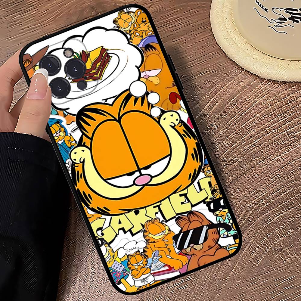 Милый Аниме Кот Гарфилд Чехол для Телефона для iPhone 12 11 13 14 15 16 17 Pro Max Plus Mini Чехол