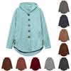 Женская свободная повседневная однотонная плюшевая куртка с капюшоном и длинными рукавами на пуговицах, модная куртка