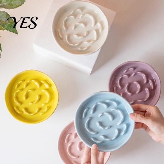 High Base Pet Bowl Raised Slow Feeder Bowl, Ceramic Down Eating Food Vomiting Prevention Anti Dish for Small Medium Dogs & Cats Cat